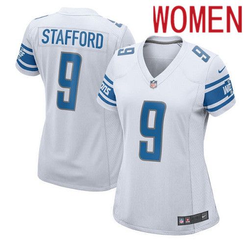 Women Detroit Lions #9 Matthew Stafford Nike White Game Player NFL Jersey